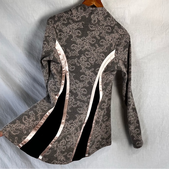 Lace Robe Style Tunic Long Cardigan Top Lightweight Pink Lace on Black Lounge - Picture 15 of 16